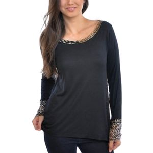 Black and Animal Print Top